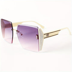 Rimless Sunglasses Women Large Gradient UV400 Sun Shades Glasses