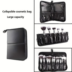 Makeup Brush Bag Waterproof PU Leather Travel Makeup Brush Case