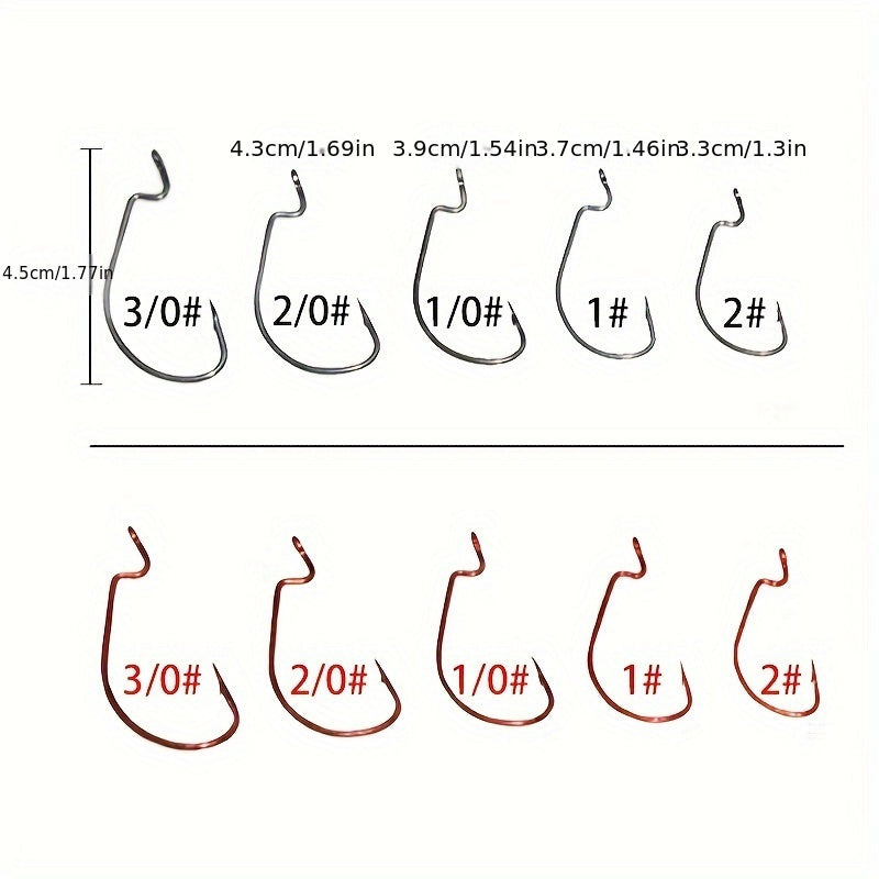 Texas Rig Worm Hooks Offset for Bass Fishing 50 100pcs