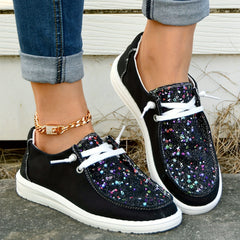 Women's Lace-Up Canvas Casual Shoes Breathable Walking Shoes