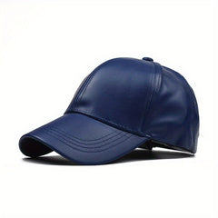 Unisex PU Leather Baseball Cap Stylish Dad Hat Outdoor Sunshade Sports Hats