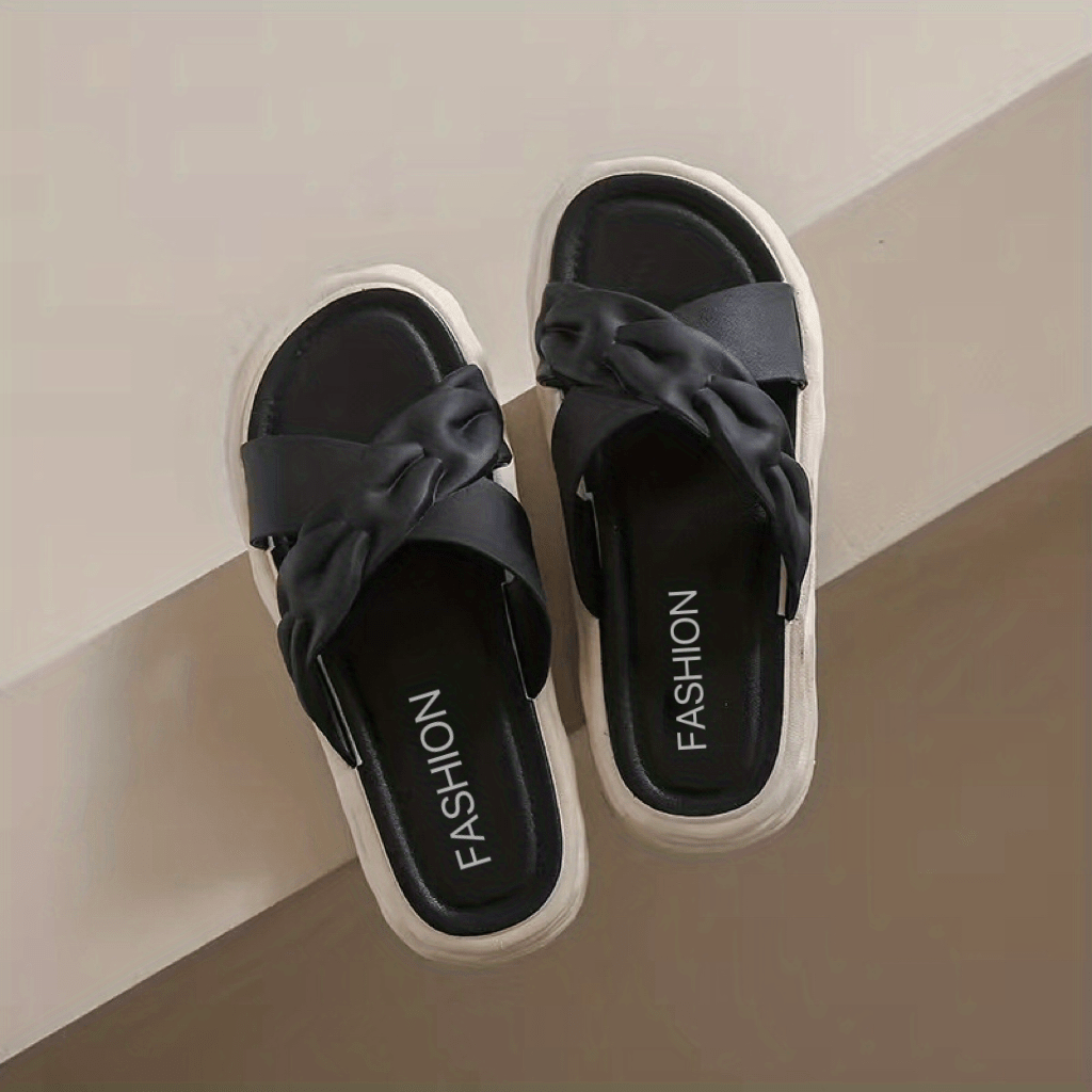 Cross Strap Slides Soft Sole Pillow Slides Casual Platform Shoes