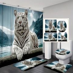 3D Digital Printing Bathroom Shower Curtain Waterproof Multifunctional Curtain