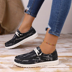 Women's Casual Denim Stripes Skateboard Shoes