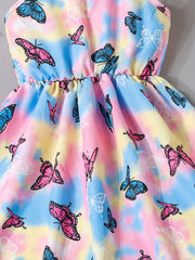 Toddler Girls Tie Dye Butterfly Graphic Cami Dress