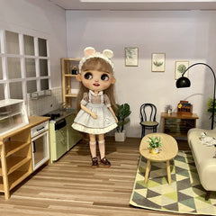 Dollhouse Faux Leather Floor Tile 30x20cm Realistic Wooden Texture