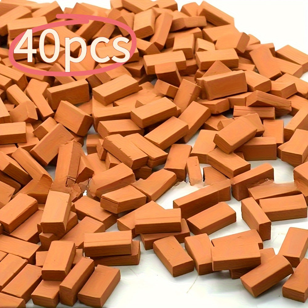 40pcs 1:16 Scale Red Bricks Dollhouse & Mini Garden Building Blocks