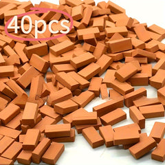 40pcs 1:16 Scale Red Bricks Dollhouse & Mini Garden Building Blocks