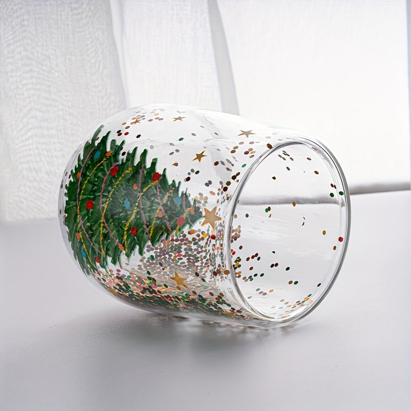 Glass Christmas Tree Water Cup Flowing Sequin Cartoon Water Cup