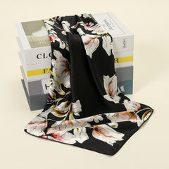Floral Square Scarf Headwrap Windproof Neck Wrap Hair Accessory
