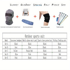 4pcs Set Sunscreen Headgear Mobile Phone Waistband Knee Pads
