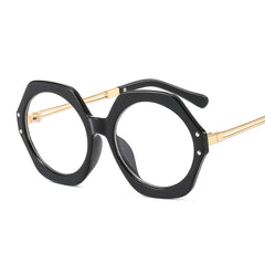 Hexagonal Colorful Glasses Frame Leopard Gradient Eyeglass Frame