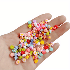 100pcs Mini Resin Flowers Cabochons Jewelry Nail Decorations DIY Arts Crafts
