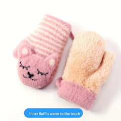 Kids Winter Knit Gloves Boys Girls Christmas Holiday Warm Gloves