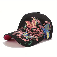 Sequin Butterfly Embroidered Baseball Cap Peaked Cap