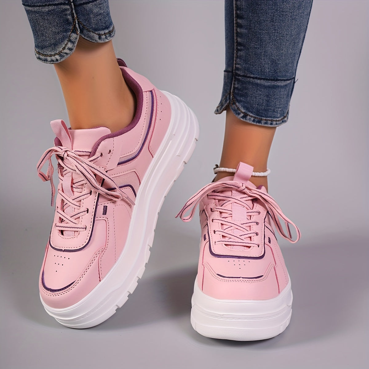 Women's Chunky Sneakers Thick Bottom Lace Up Sport Shoes