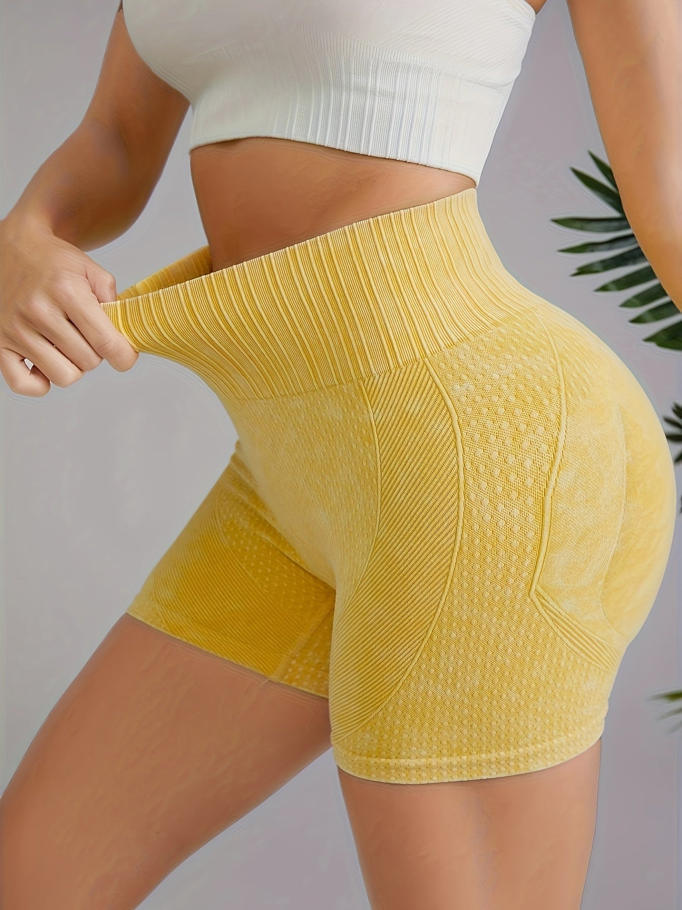 High Stretch Yoga Fitness Shorts Solid Running Workout Sports Shorts