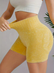 High Stretch Yoga Fitness Shorts Solid Running Workout Sports Shorts