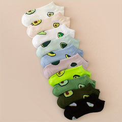 10 Pairs Avocado Print Socks Soft Lightweight Low Cut Ankle Socks
