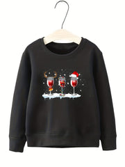 Christmas Beverages Pattern Sweatshirt for Girls