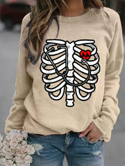 Skeleton Print Sweatshirt Crew Neck Casual Long Sleeve Sweatshirt
