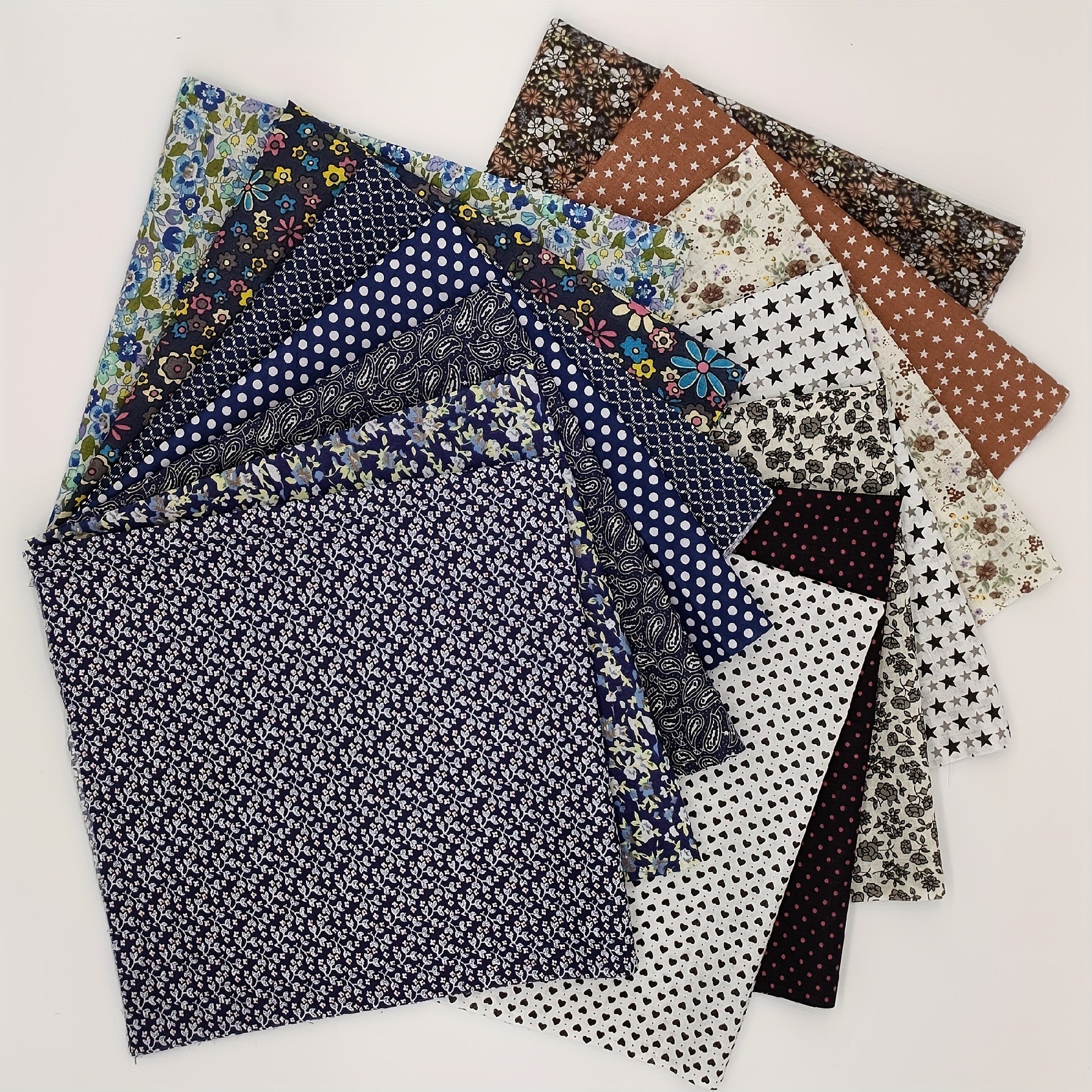 14pc Cotton Fabrics Precut Quilting Squares DIY Patchwork Quarter Sheets