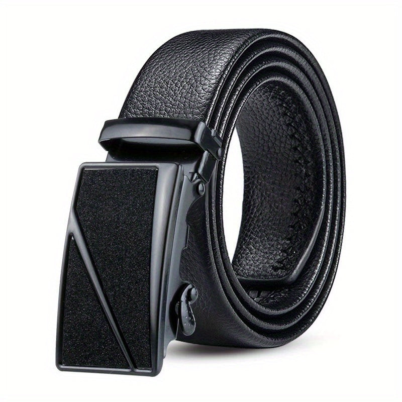 Men's PU Leather Belt Automatic Buckle Starry Frosted Texture Business Belt