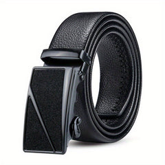 Men's PU Leather Belt Automatic Buckle Starry Frosted Texture Business Belt