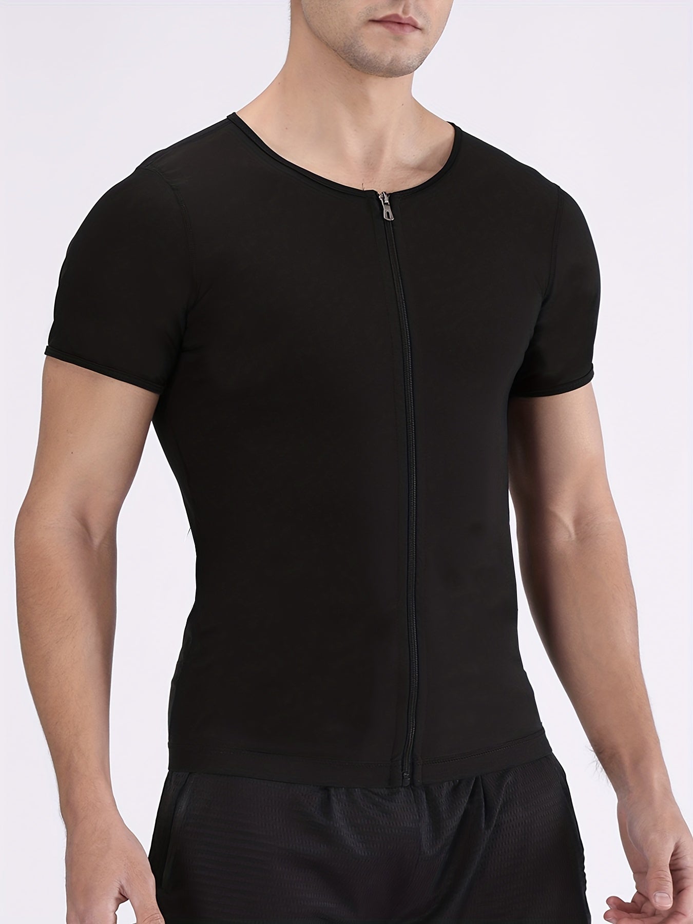 Men's Compression Sweat Sauna Waist Trainer Zip Up Body Shaper