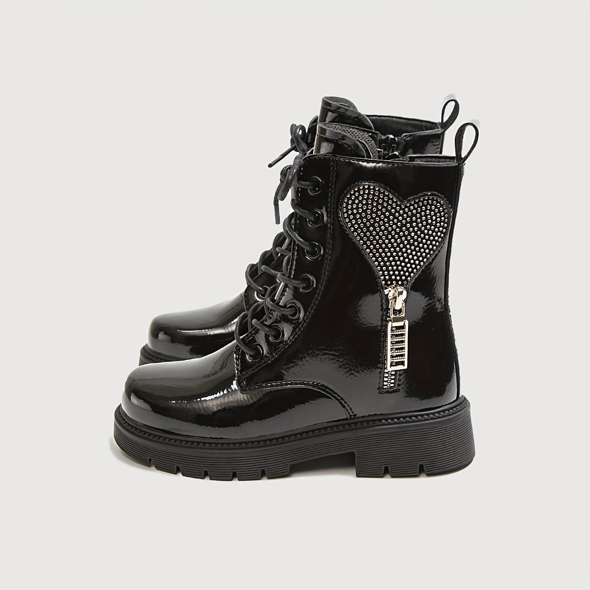 Vintage Rhinestone Heart Boots - Girls Comfortable Warm Boots