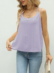 Eyelet Double Spaghetti Strap Cami Top for Summer