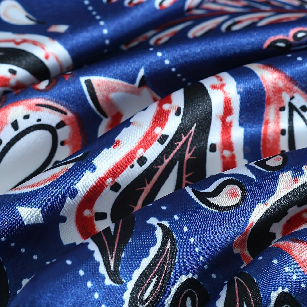 Paisley Print Square Scarf Classic Satin Bandana Vintage Neckerchief