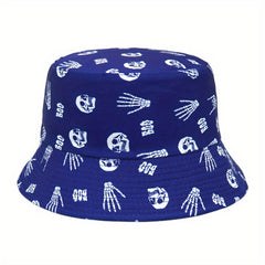 Skull Pattern Bucket Hat Reversible Sun Fisherman Cap