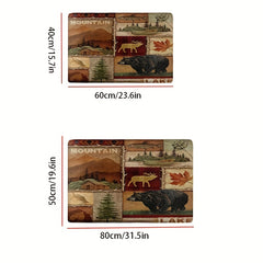 Brown Plant Animal Print Floor Mat Absorbent Non-slip Mat Doorway Resistant Mat