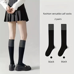 Colorblock Calf Socks College Style Knee High Socks Women's Stockings