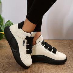 Women's Platform Sports Shoes Hook & Loop Strap Mid Top Casual Non Slip Sneakers