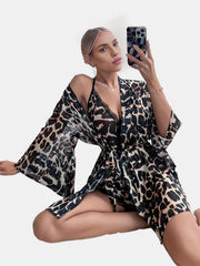 Leopard Print Pajama Set & Lace Trim Bodysuit
