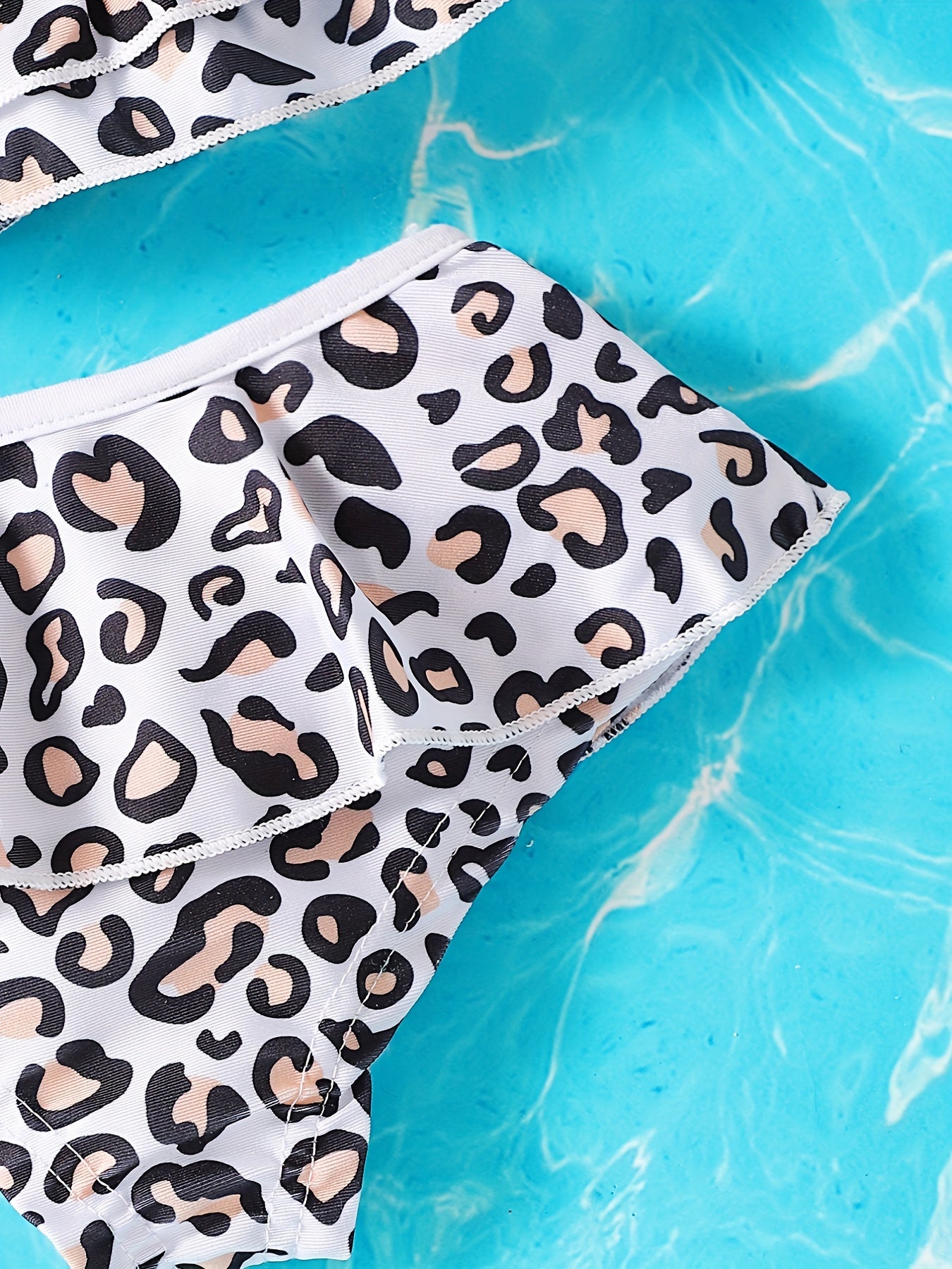 Baby Girl's Leopard Print Swimsuit Set Layered Cami Top & Shorts