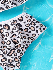 Baby Girl's Leopard Print Swimsuit Set Layered Cami Top & Shorts