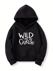 Girls Wild Like My Curls Hooded Sweatshirt Top Youth Girls' Long Sleeve Hoodie