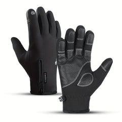 Men's Thickened Plus Velvet Waterproof Outdoor Riding Gloves Touch Screen
