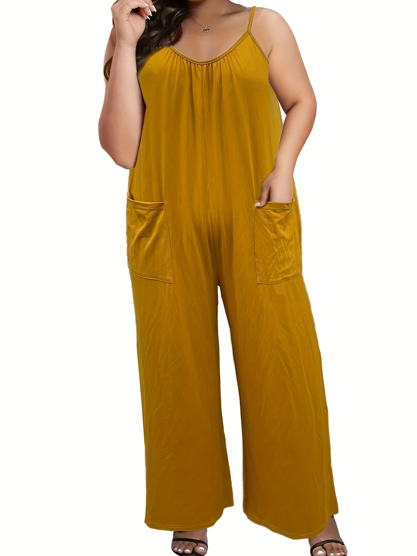 Solid Round Neck Wide Leg Jumpsuit