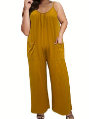 Solid Round Neck Wide Leg Jumpsuit
