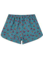 Coconut Tree Drawstring Beach Shorts for Women