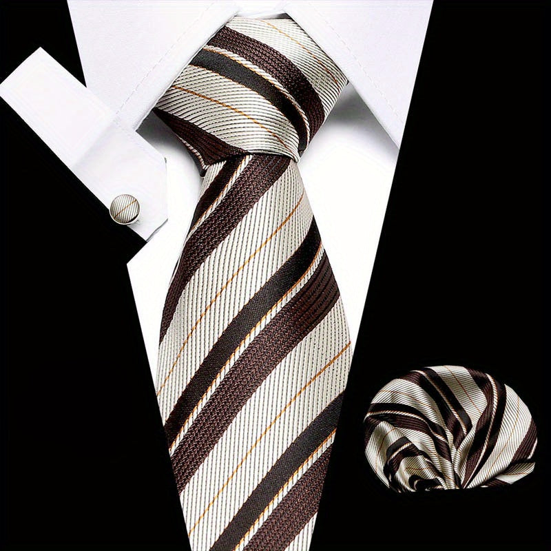 Men's Striped Tie, Handkerchief Set Business Formal College Necktie