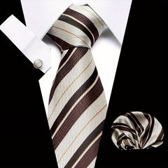 Men's Striped Tie, Handkerchief Set Business Formal College Necktie