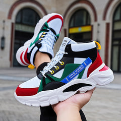 Men's High Top Basketball Shoes Colour Block Non Slip Lace Up Sneakers