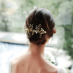 Golden Flower Wedding Hair Comb Bridal Hair Piece