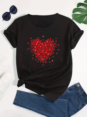 Heart Graphic Sports Short Sleeve T shirts Print Casual Slim Tops