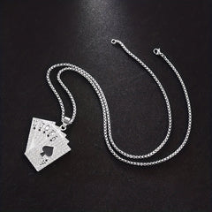 Hip hop Style Poker Card Pendant Necklace Punk Stainless Steel Jewelry